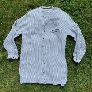 Zara relaxed striped button up blouse M
